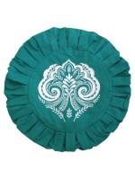 HOUSSE ZAFU VERTE - BRODERIE MANDALA BLANCHE