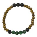 BRACELET HOMME PERLES DE LAVE BOIS MALACHITE